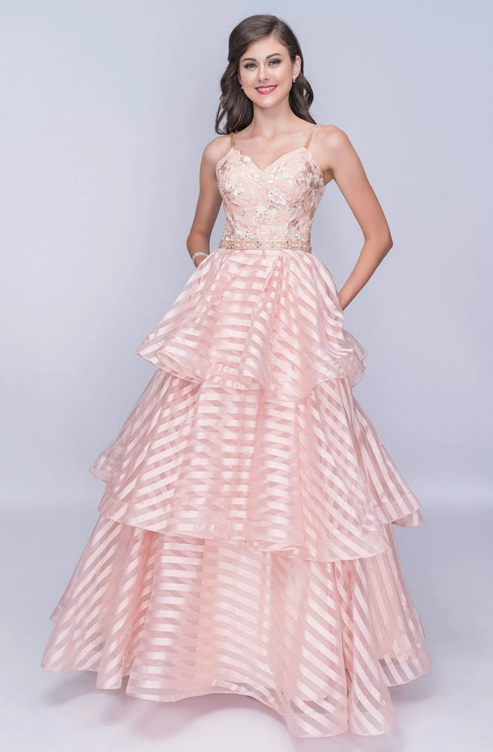 Nina Canacci - 1435 Embroidered V-neck Tiered A-line Dress 3 Nina Canacci - 1435 Embroidered V-neck Tiered A-line Dress