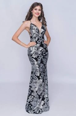 Formal Gowns Nina Canacci - 1436 Strappy Sequined Fitted Evening Gown
