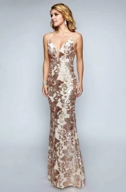 Formal Gowns Nina Canacci - 1436 Strappy Sequined Fitted Evening Gown