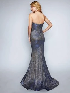 Nina Canacci - 1453 Strapless Corset Metallic Mermaid Gown Formal Gowns