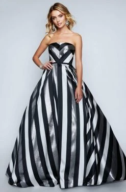 Nina Canacci - 1457 Strapless Stripes Evening Gown