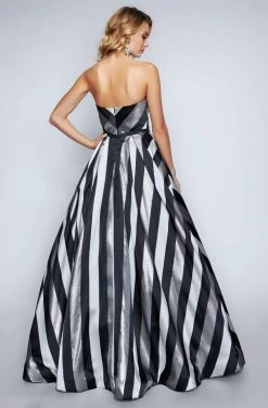 Nina Canacci - 1457 Strapless Stripes Evening Gown