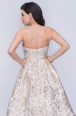 Nina Canacci - 1462 Strapless Sweetheart Metallic Floral Gown