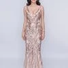 Nina Canacci - 1468 Plunging V Neck Sequined Evening Dress