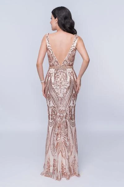 Nina Canacci - 1468 Plunging V Neck Sequined Evening Dress 4 Nina Canacci - 1468 Plunging V Neck Sequined Evening Dress