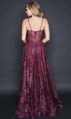 Nina Canacci - 1525 Sleeveless Corset Evening Gown - 1 Pc Raspberry In Size 12 Available