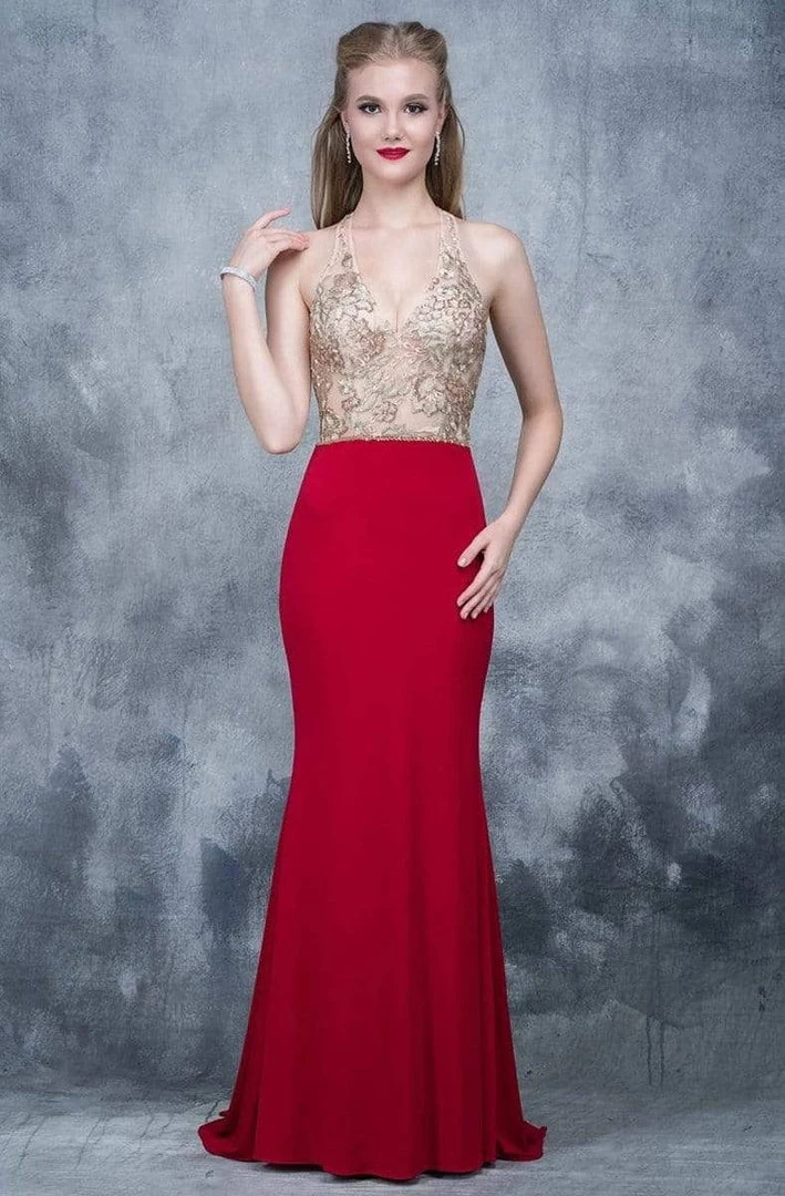 Nina Canacci - 2130 Embroidered Illusion V-neck Sheath Dress 6 Nina Canacci - 2130 Embroidered Illusion V-neck Sheath Dress