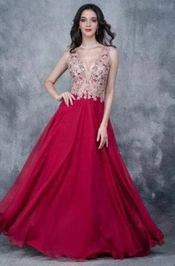 Nina Canacci - 2133 Scalloped Plunging Illusion Gown 14 Nina Canacci - 2133 Scalloped Plunging Illusion Gown