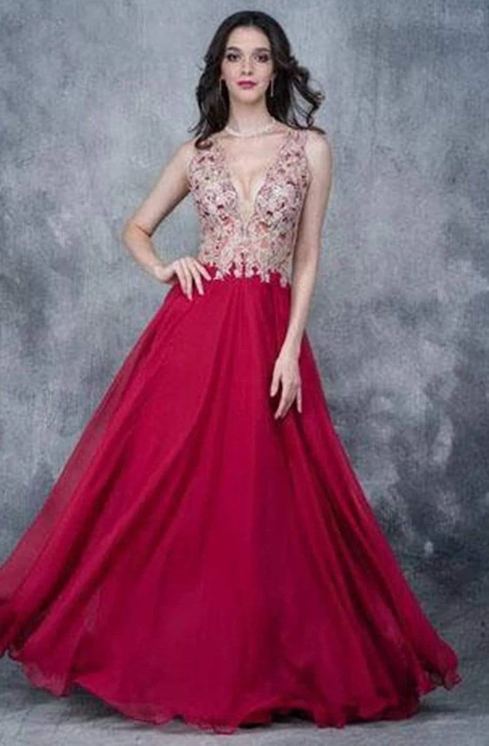 Nina Canacci - 2133 Scalloped Plunging Illusion Gown 7 Nina Canacci - 2133 Scalloped Plunging Illusion Gown