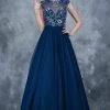 Formal Gowns Nina Canacci - 2145 Cap Sleeve Floral Appliqued Evening Gown 1 Formal Gowns Nina Canacci - 2145 Cap Sleeve Floral Appliqued Evening Gown