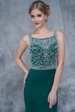 Formal Gowns Nina Canacci - 2166 Bejeweled Illusion Bateau Sheath Dress