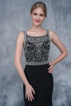 Formal Gowns Nina Canacci - 2166 Bejeweled Illusion Bateau Sheath Dress