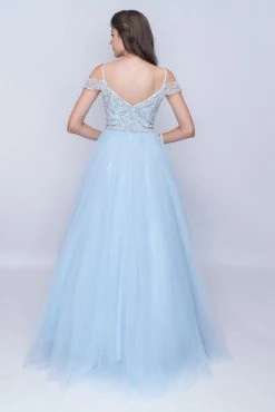 Nina Canacci - 2181 Rhinestone Beaded Cold Shoulder Gown Formal Gowns