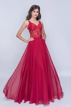Nina Canacci - 2210 Floral Embroidered V-neck A-line Dress Formal Gowns 8 Nina Canacci - 2210 Floral Embroidered V-neck A-line Dress Formal Gowns