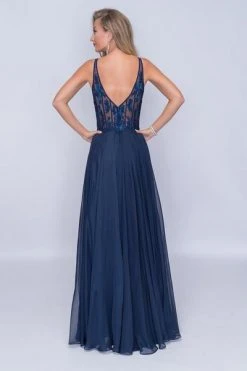 Nina Canacci - 2210 Floral Embroidered V-neck A-line Dress Formal Gowns