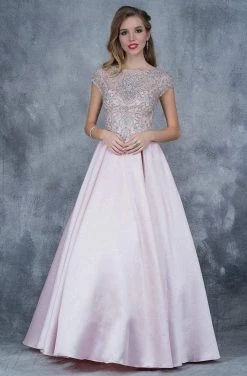 Nina Canacci - 3129 Embellished Illusion Bateau Pleated Ballgown Formal Gowns