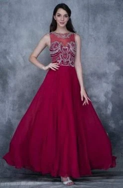 Nina Canacci - 3130 Jeweled Illusion Jewel A-line Dress Formal Gowns