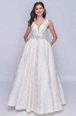 Nina Canacci - 3146 Illusion Plunging Neck Gem Embellished A Line Gown Formal Gowns 12 Nina Canacci - 3146 Illusion Plunging Neck Gem Embellished A Line Gown Formal Gowns