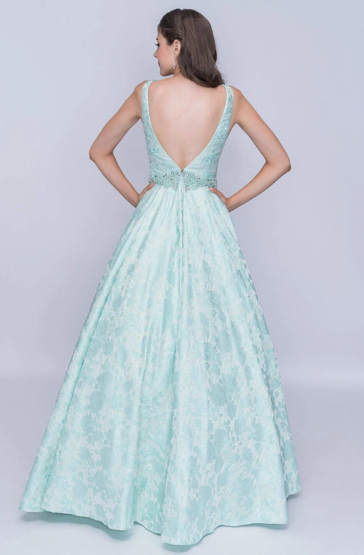 Nina Canacci - 3146 Illusion Plunging Neck Gem Embellished A Line Gown Formal Gowns 4 Nina Canacci - 3146 Illusion Plunging Neck Gem Embellished A Line Gown Formal Gowns