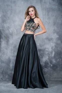 Nina Canacci - 4166 Two-Piece Floral Applique Evening Gown Formal Gowns
