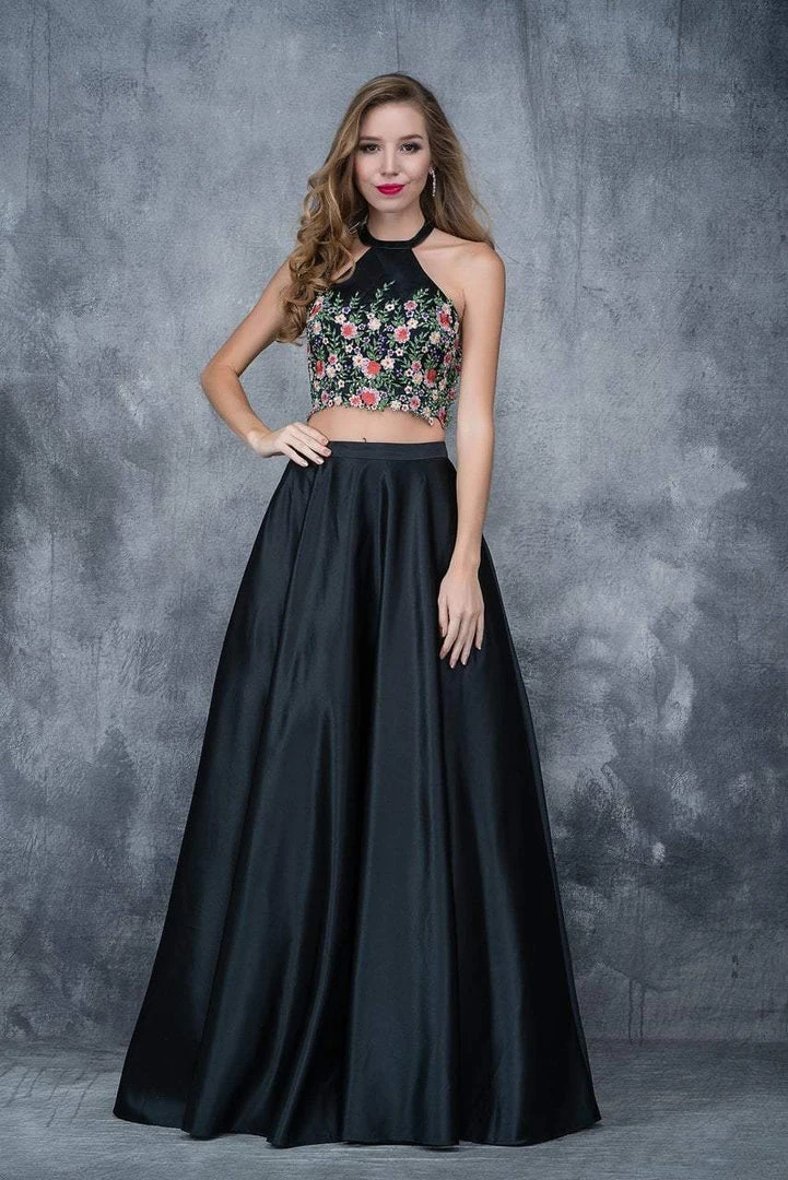 Nina Canacci - 4166 Two-Piece Floral Applique Evening Gown Formal Gowns 4 Nina Canacci - 4166 Two-Piece Floral Applique Evening Gown Formal Gowns