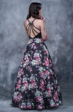 Nina Canacci - 5106 Halter Floral Printed A-Line Dress Formal Gowns