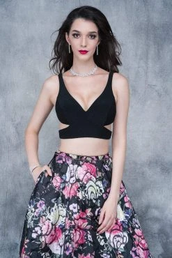 Nina Canacci - 5108 Two-Piece Crisscross Cutout Evening Dress