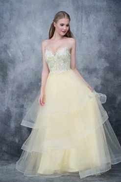 Formal Gowns Nina Canacci - 5121 Sweetheart Lace Beaded Ruffle Tier Gown