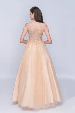 Nina Canacci - 6027 Lace Plunging Off-Shoulder Ballgown Formal Gowns