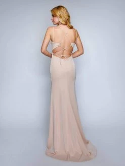 Nina Canacci - 6500 Plunging Sweetheart Lace-Up Sheath Gown