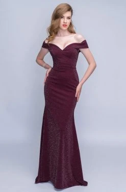 Nina Canacci - 6503 Fitted Off-Shoulder Evening Dress