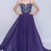 Nina Canacci - 6509 Scroll Beaded Plunging Sweetheart Chiffon Gown Formal Gowns