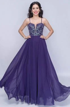 Nina Canacci - 6509 Scroll Beaded Plunging Sweetheart Chiffon Gown Formal Gowns