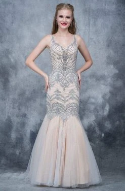 Formal Gowns Nina Canacci - 8142 Jeweled V-neck Mermaid Dress