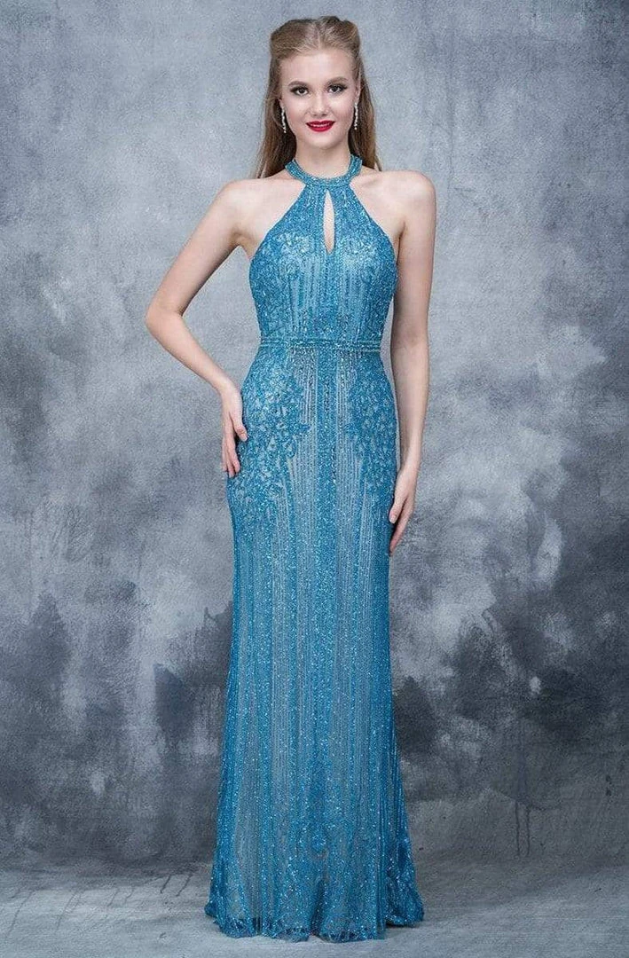 Formal Gowns Nina Canacci - 8144 Keyhole Accented Sparkling Halter Gown 3 Formal Gowns Nina Canacci - 8144 Keyhole Accented Sparkling Halter Gown