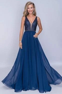 Formal Gowns Nina Canacci - 8159 Embellished Plunging V Neck A-Line Gown