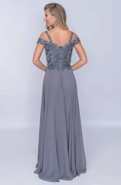 Nina Canacci - Embroidered A-Line Evening Dress M507 - 1 Pc Grey In Size 20 Available Formal Gowns
