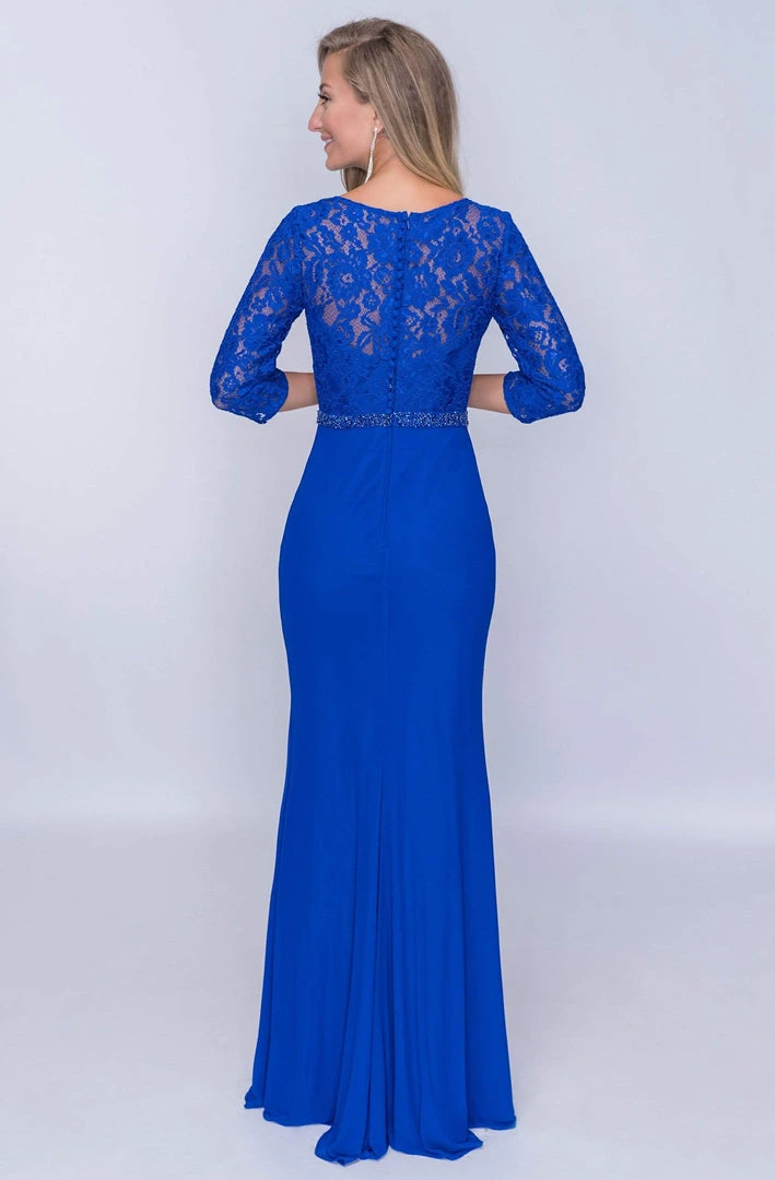 Nina Canacci - Fitted V-Neck Lace Evening Dress M301 - 1 Pc Royal In Size 14 Available 4 Nina Canacci - Fitted V-Neck Lace Evening Dress M301 - 1 Pc Royal In Size 14 Available