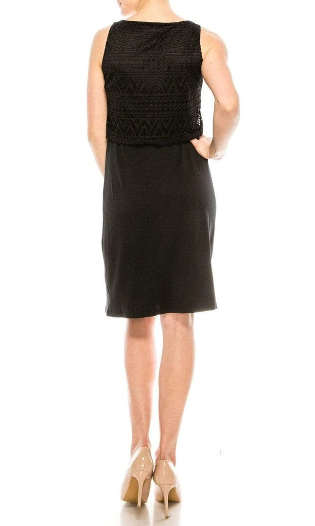 Nina Leonard - L13060 Crochet Top Faux Two-Piece Day Shift Dress 4 Nina Leonard - L13060 Crochet Top Faux Two-Piece Day Shift Dress