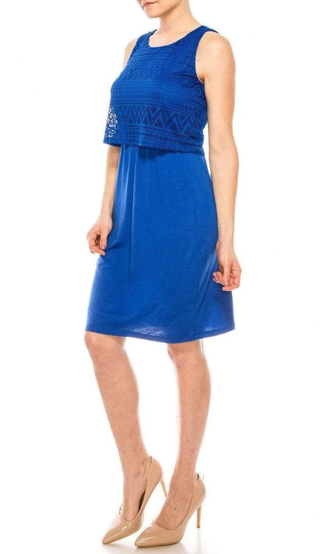 Nina Leonard - L13060 Crochet Top Faux Two-Piece Day Shift Dress 9 Nina Leonard - L13060 Crochet Top Faux Two-Piece Day Shift Dress