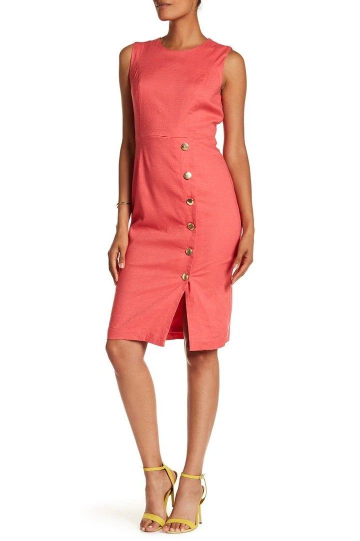 Nina Leonard - L5695A Sleeveless Front Button Sheath Dress Cocktail Dresses 6 Nina Leonard - L5695A Sleeveless Front Button Sheath Dress Cocktail Dresses