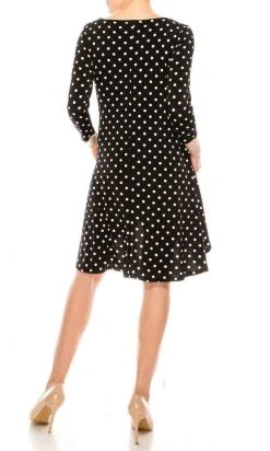 Nina Leonard - L6158A Quarter Sleeve Polka Dot Swing Dress