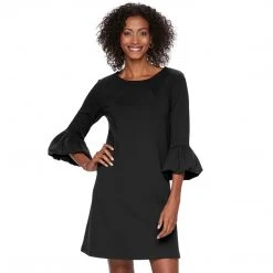 Nina Leonard - L6832B Balloon Hem Quarter Length Sleeve Shift Dress