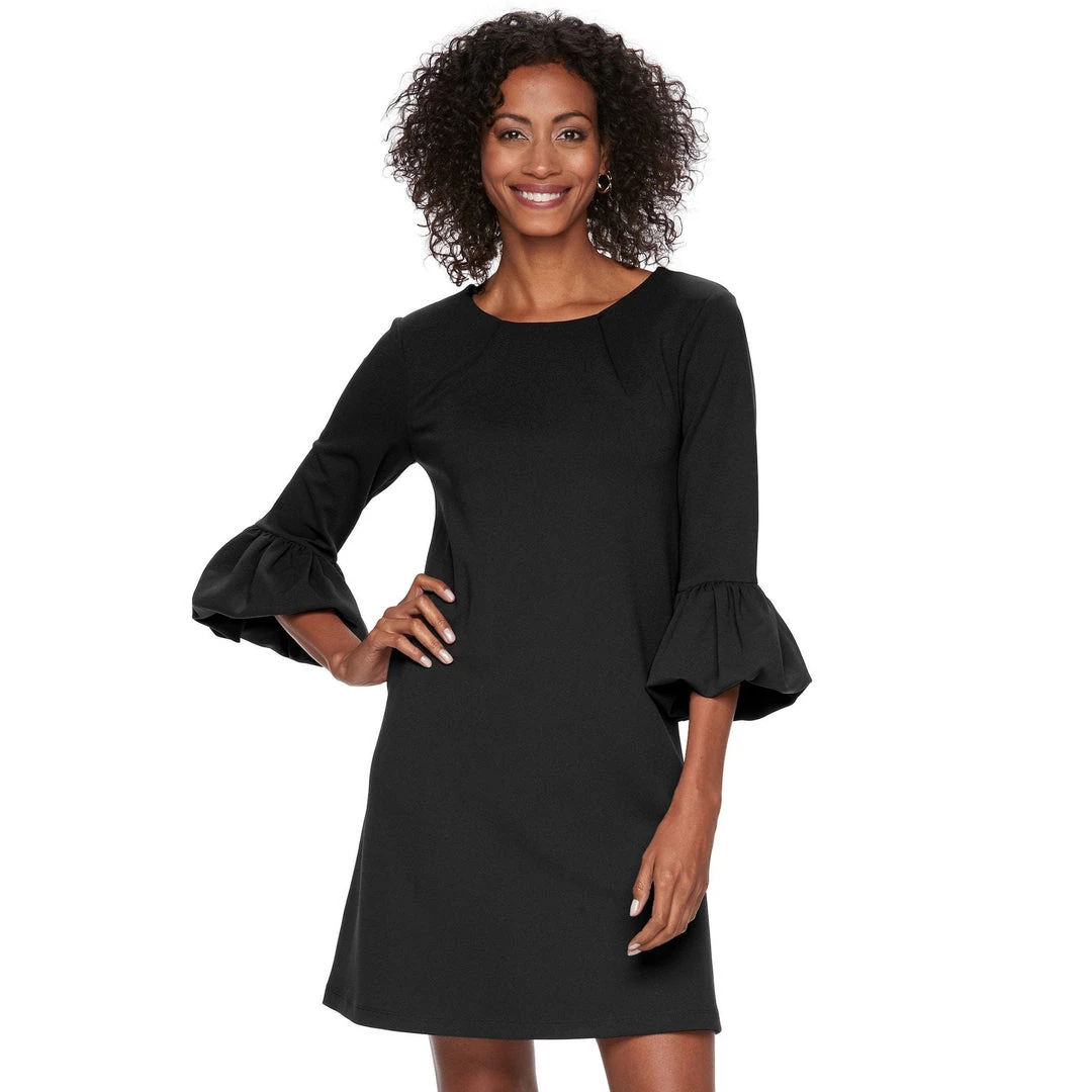Nina Leonard - L6832B Balloon Hem Quarter Length Sleeve Shift Dress 3 Nina Leonard - L6832B Balloon Hem Quarter Length Sleeve Shift Dress