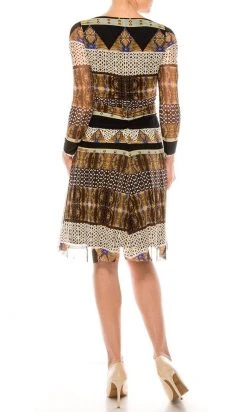 Nine West - 10571282-X51 V-Neck Fitted A-Line Dress Plus Size Dresses