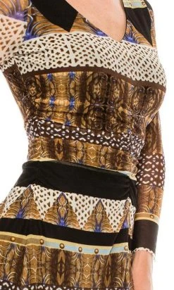 Nine West - 10571282-X51 V-Neck Fitted A-Line Dress Plus Size Dresses