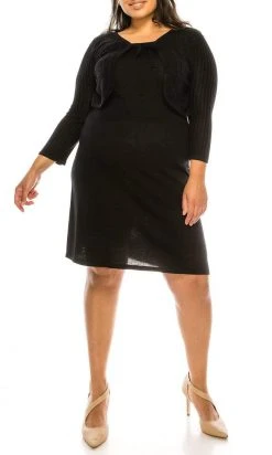 Nine West - 10588902 Two Piece Knit Midi Dress Plus Size Dresses