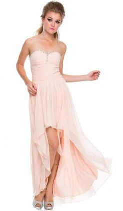 Formal Gowns Nox Anabel - 2699 Strapless Ruched High Low Dress