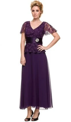 Nox Anabel - 5062 Lace V-Neck A-line Formal Dress
