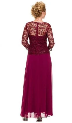 Formal Gowns Nox Anabel - 5083 Quarter Sleeves Lace Overlay Top Long Formal Dress 17 Formal Gowns Nox Anabel - 5083 Quarter Sleeves Lace Overlay Top Long Formal Dress